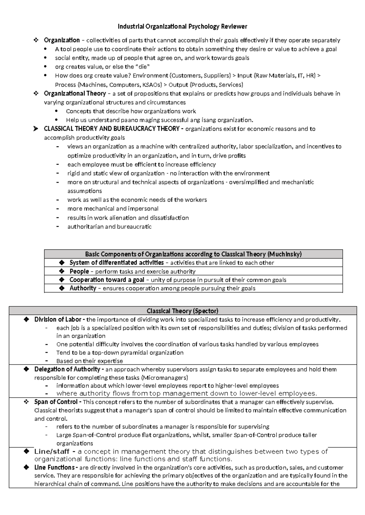 I/O Psych 101: Comprehensive Review of Organizational Theories ...