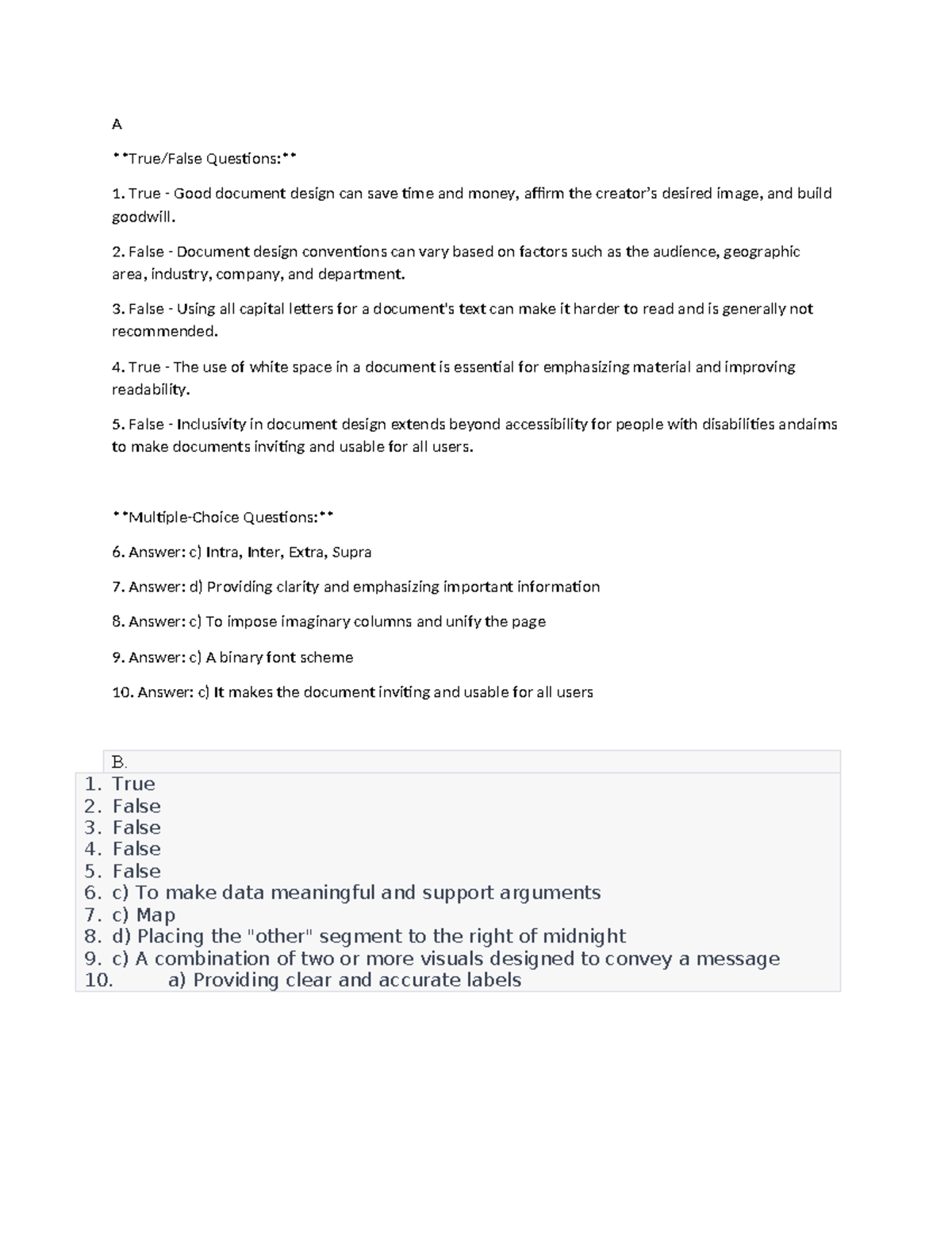 BUC 112 Revision Notes: True/False & Multiple-Choice Questions - Studocu