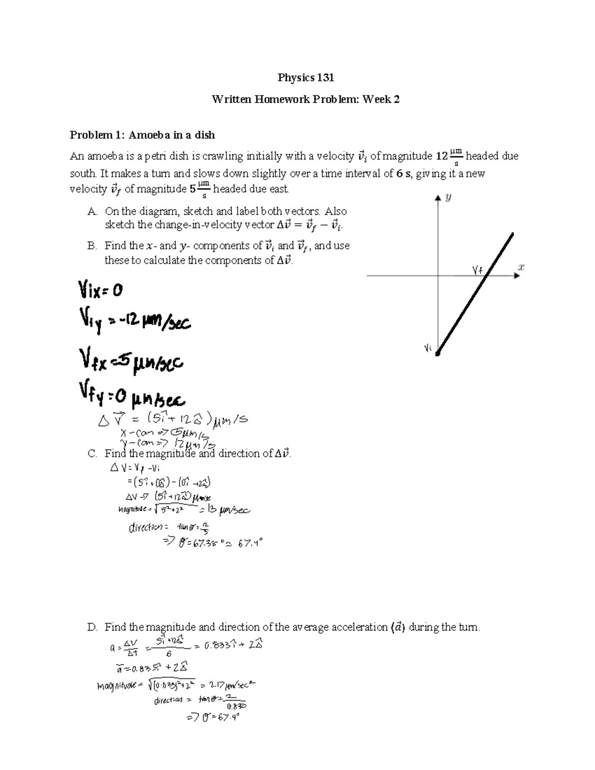 Physics 131: Week 2 Written Problems and Solutions - Studocu