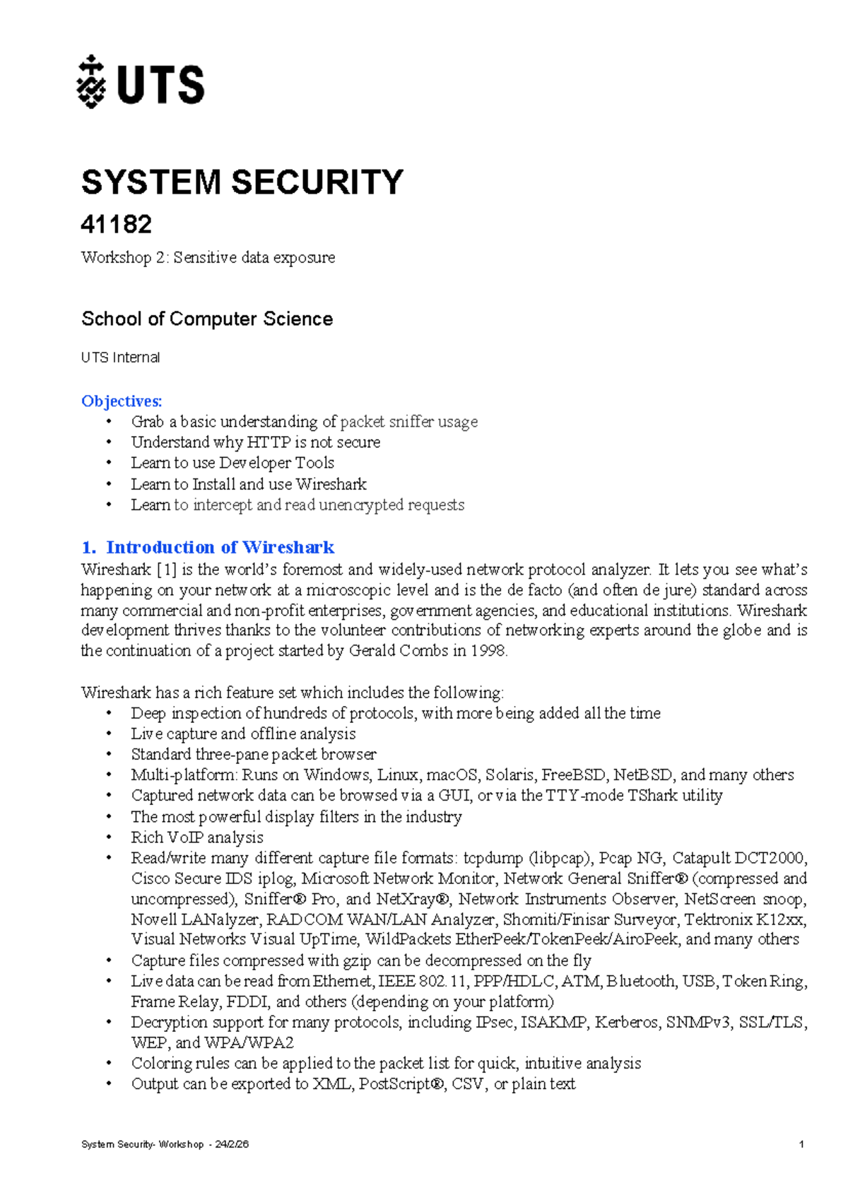 SYSTEM SECURITY 41182 Workshop 2: Sensitive Data Exposure Guide - Studocu