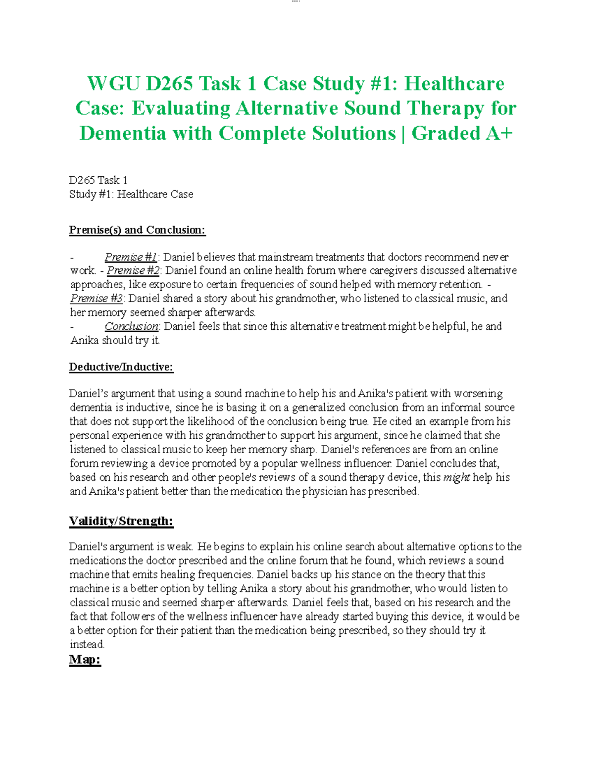 WGU D265 Task 1 Case Study: Evaluating Alternative Sound Therapy for ...
