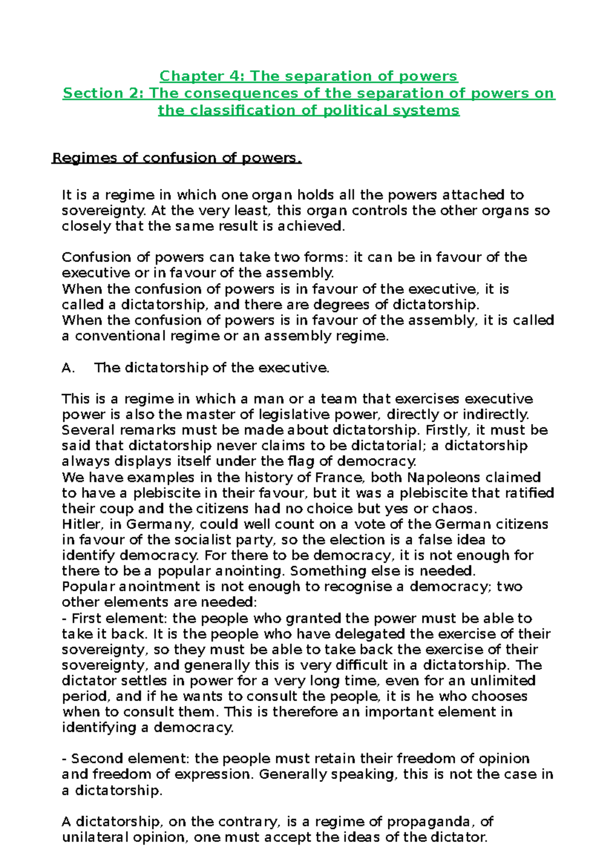 Chapter 4 Section 2 Part.1 - Chapter 4: The separation of powers ...