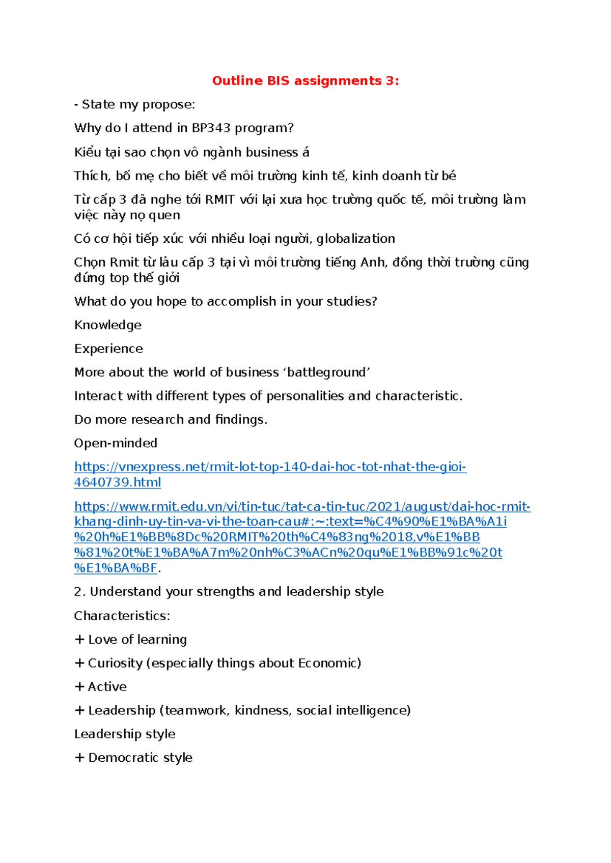 Ouline vision board - ... - Outline BIS assignments 3: State my propose ...