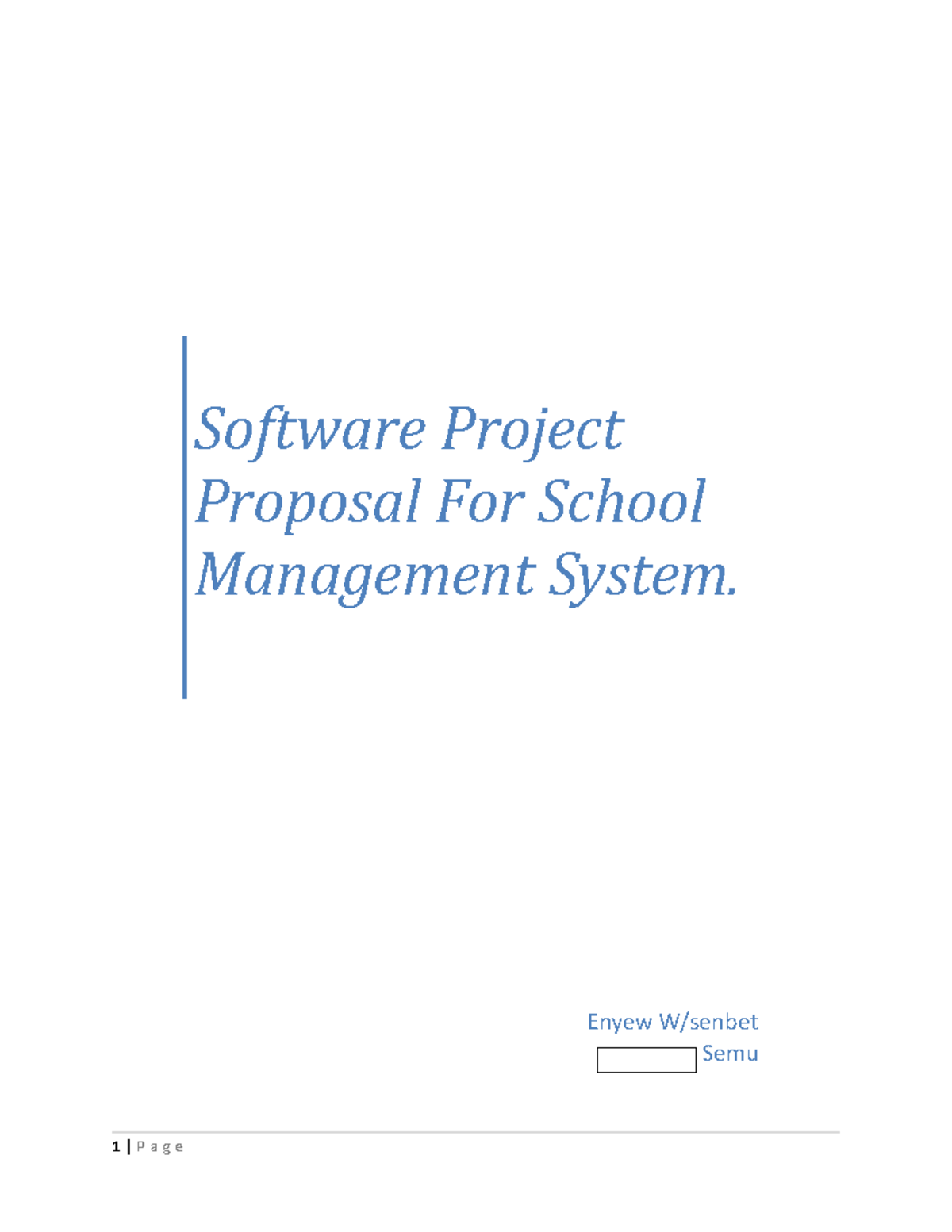 Software Project Proposal for School Management System - Studocu