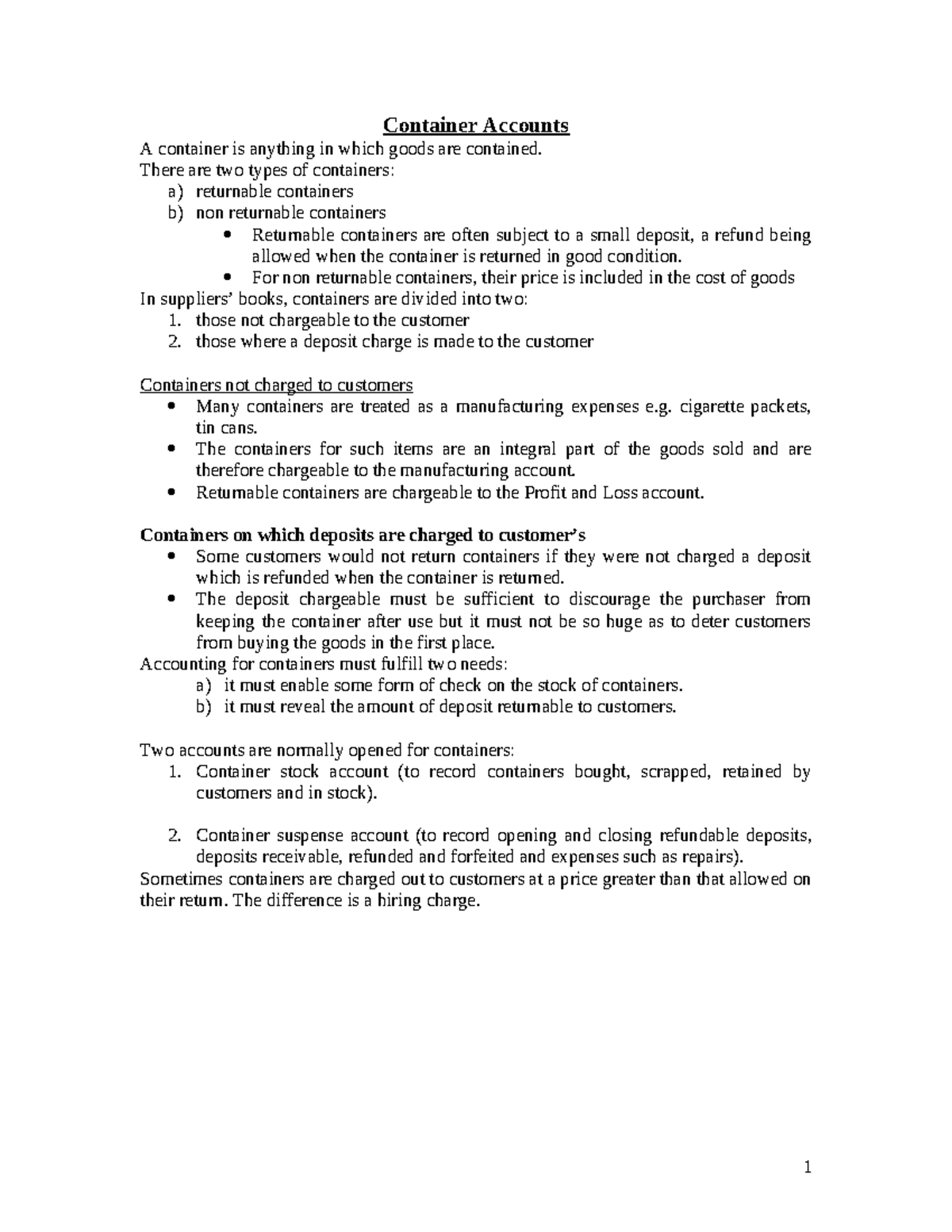 2024 Container Accounts: Returnable & Non-Returnable Analysis - Studocu