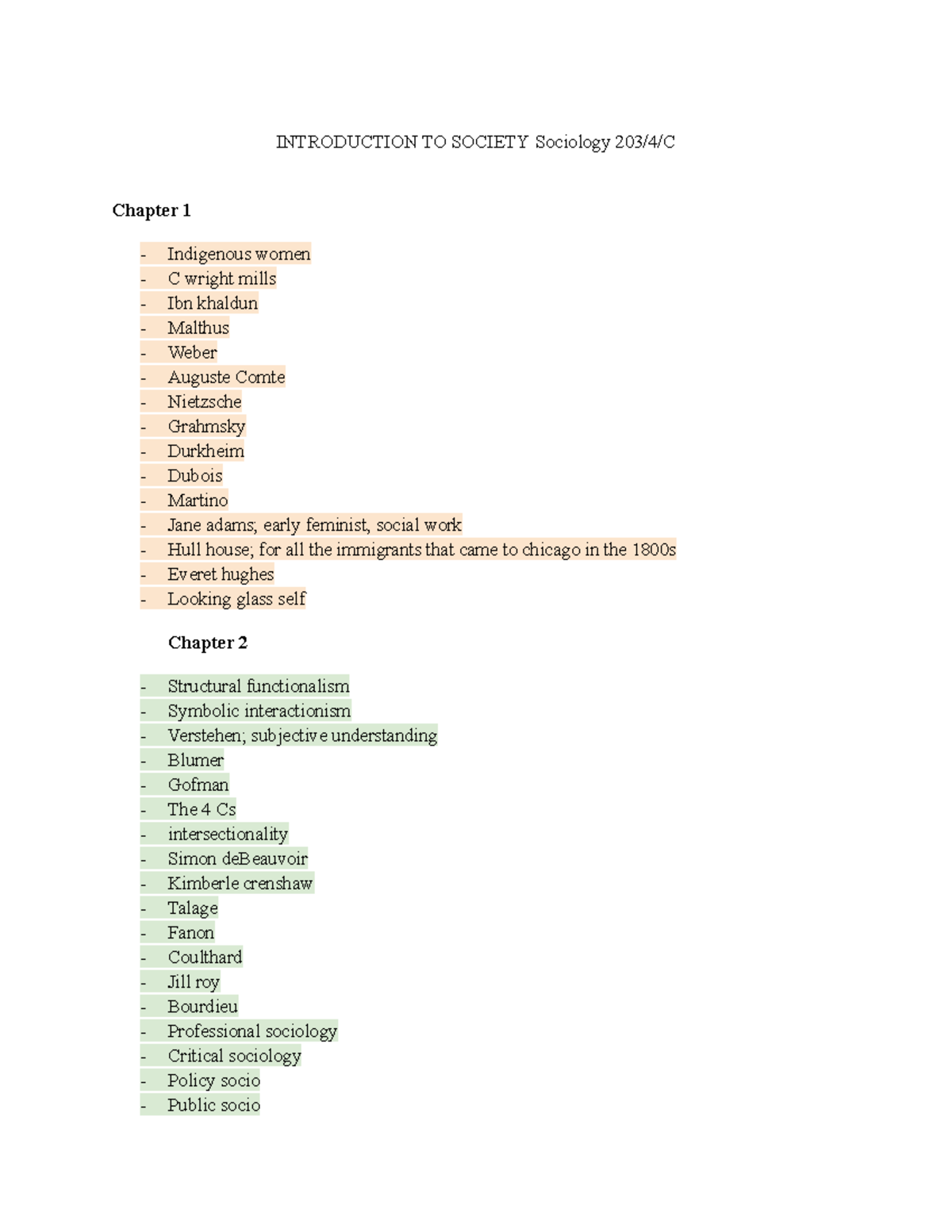 Soci203 Final Exam Topics: Key Concepts in Sociology - Studocu