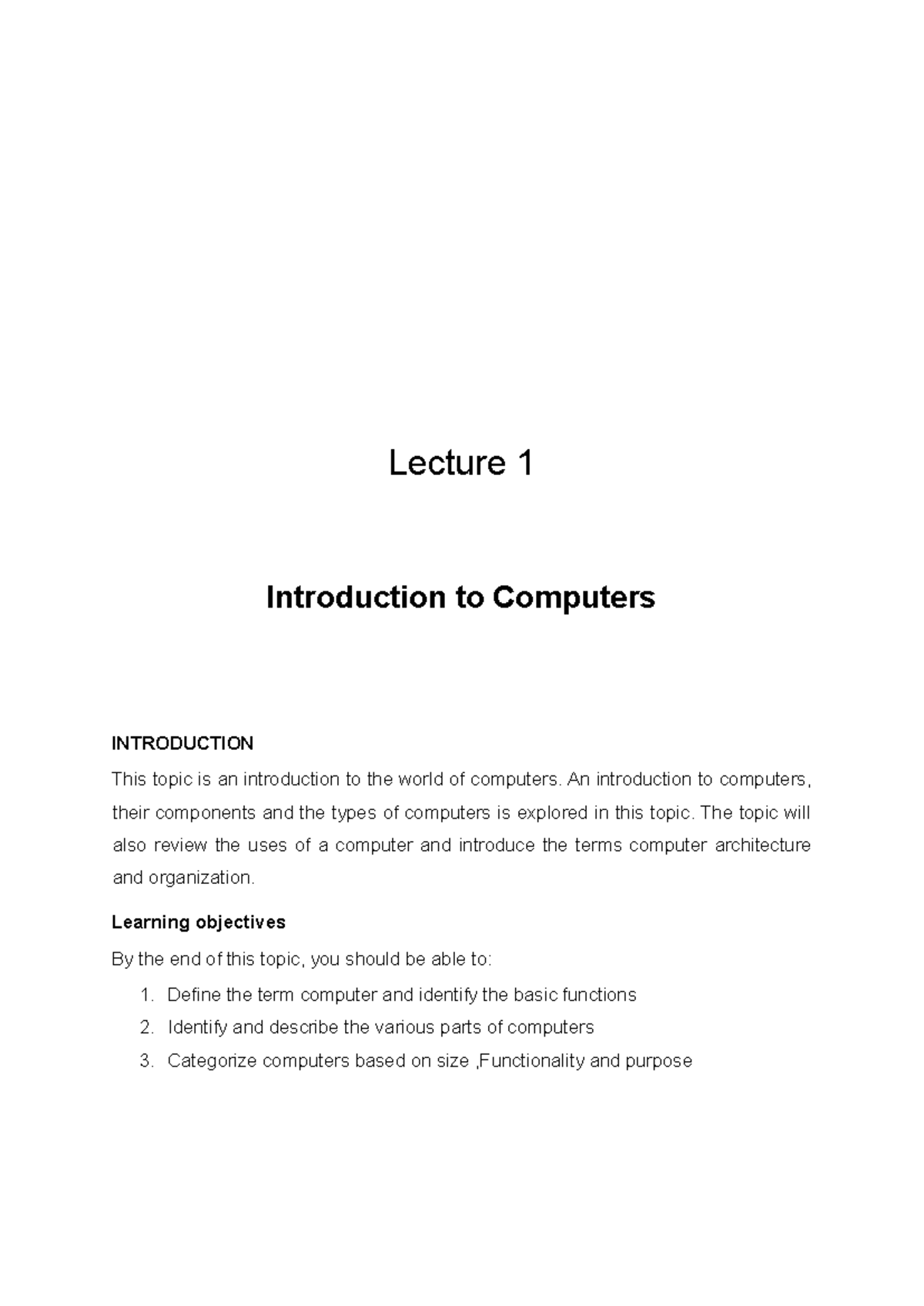 Lecture 1: Introduction to Computers - Machakos University - Studocu