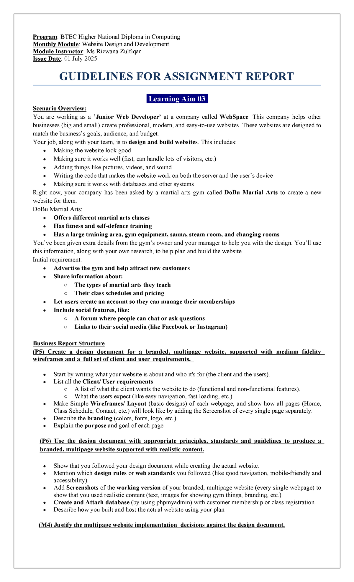 BTEC HND Computing: LO3 Website Design & Development Assignment Report ...