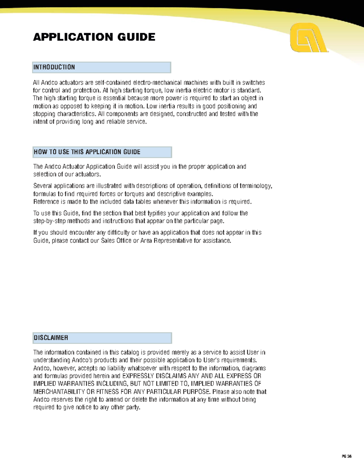 Andco Actuator Application Guide: Selection & Usage Instructions - Studocu