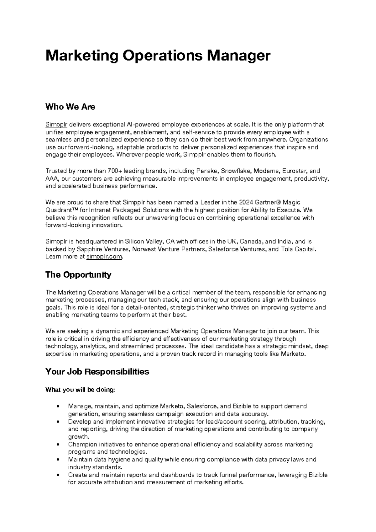 Marketing Operations Manager Role Overview and Responsibilities - Studocu