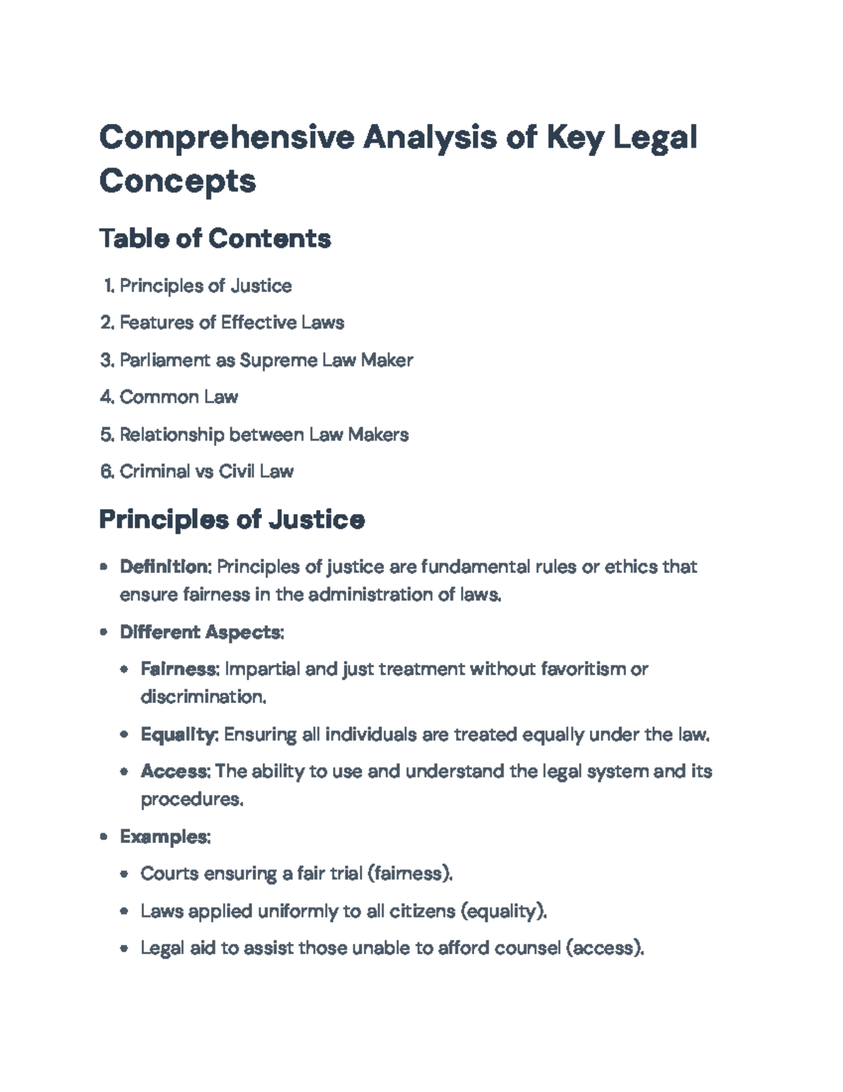 Comprehensive Legal Concepts for Course LAW101: Principles and ...
