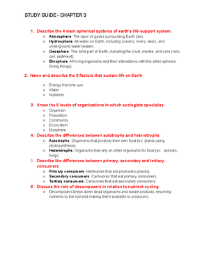 Science Study Guide 3: Biodiversity, Evolution, and Extinction Factors ...