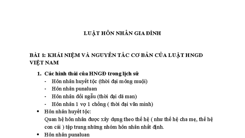 LUẬT HÔN NHÂN GIA ĐÌNH: KHÁI NIỆM VÀ NGUYÊN TẮC CƠ BẢN HNGD - Studocu
