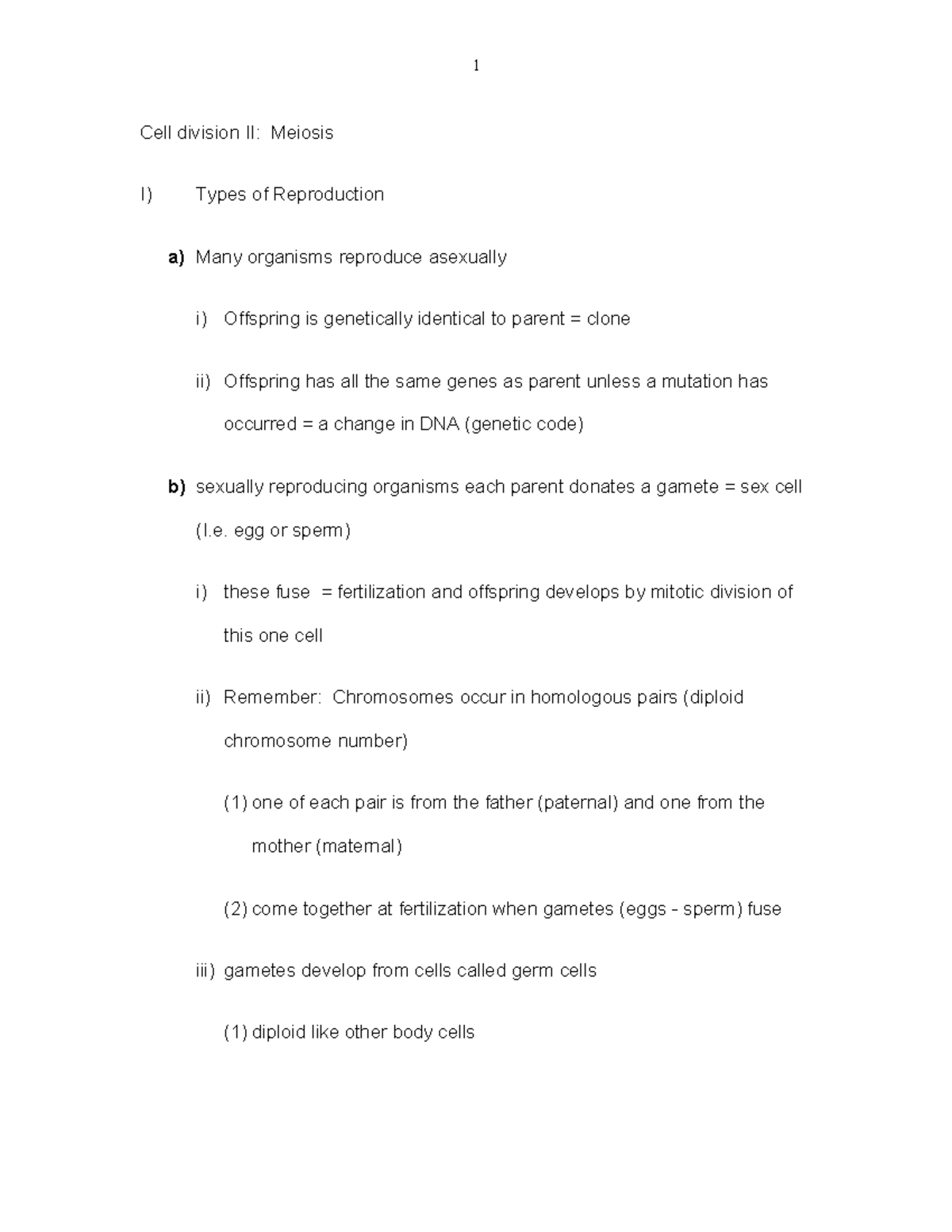 Ol4cellresp - notes for in class lecture - Cell division II: Meiosis I ...