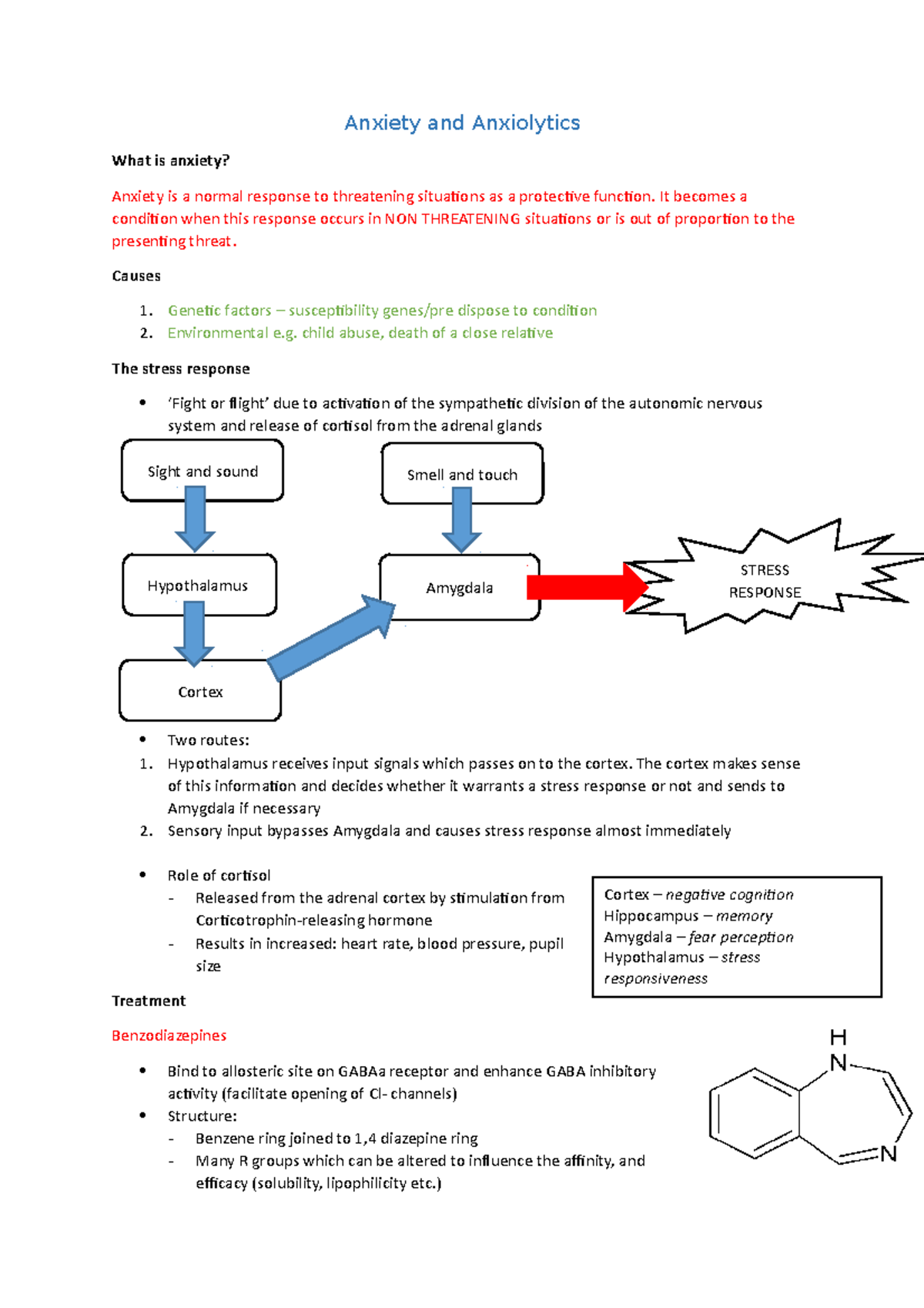 L5-Anxiety - Lecture Notes 5: Overview of Anxiety and Treatments - Studocu