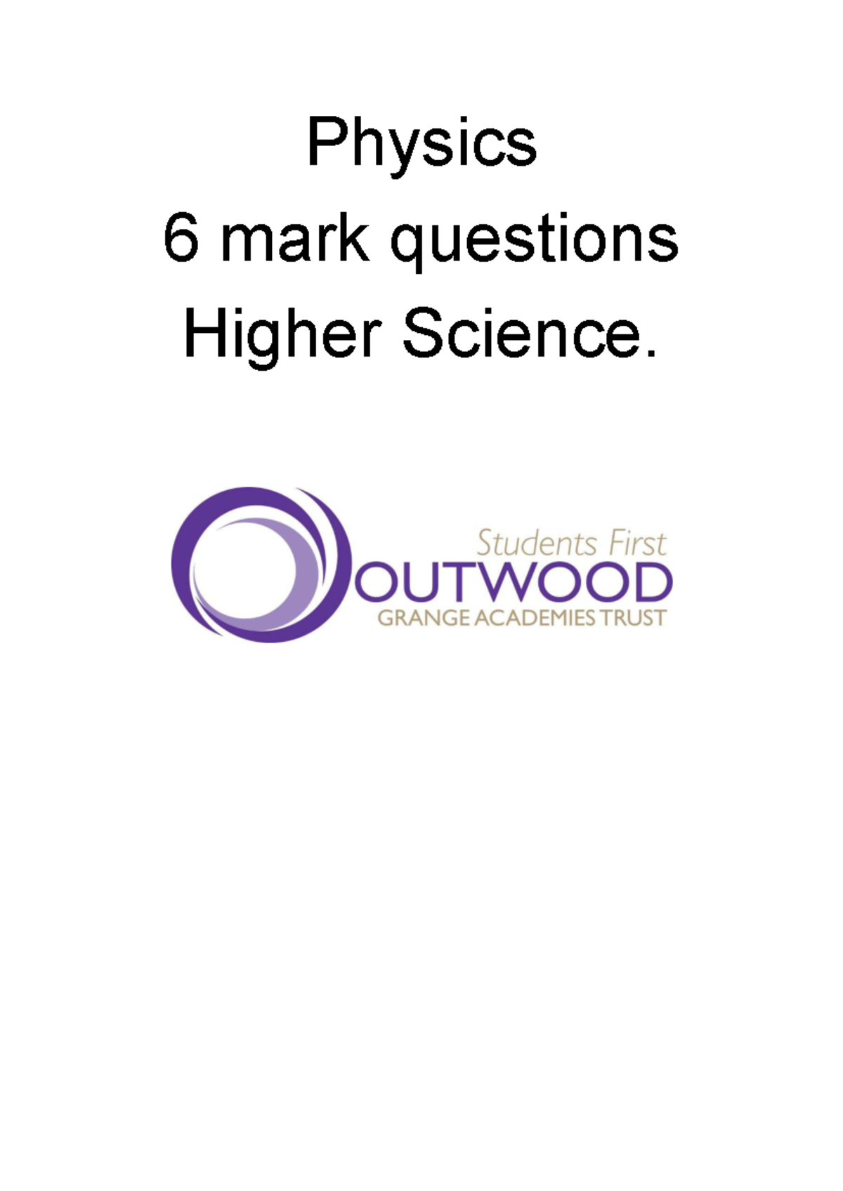 Physics 6 higher science extension pack for mark questions - Studocu