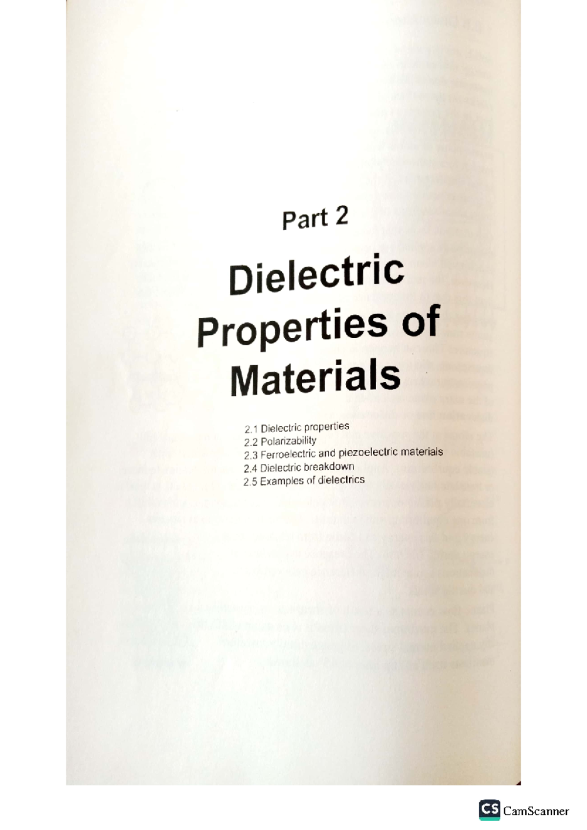 Dielectric Properties of Materials: Concepts and Mechanisms CS - Studocu
