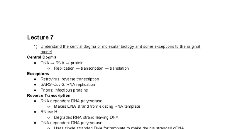 Exam 2 Study Guide: Molecular Biology Central Dogma & DNA Repair - Studocu
