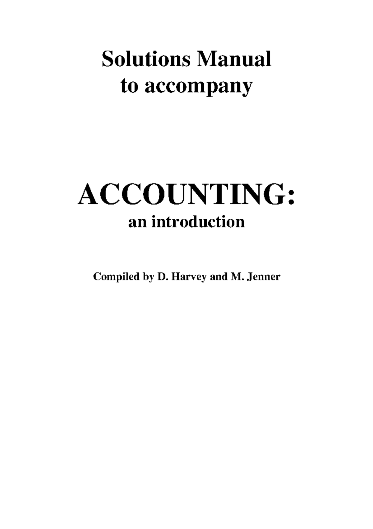 Chapter 1 - Introduction to Accounting and Finance: Solutions ...