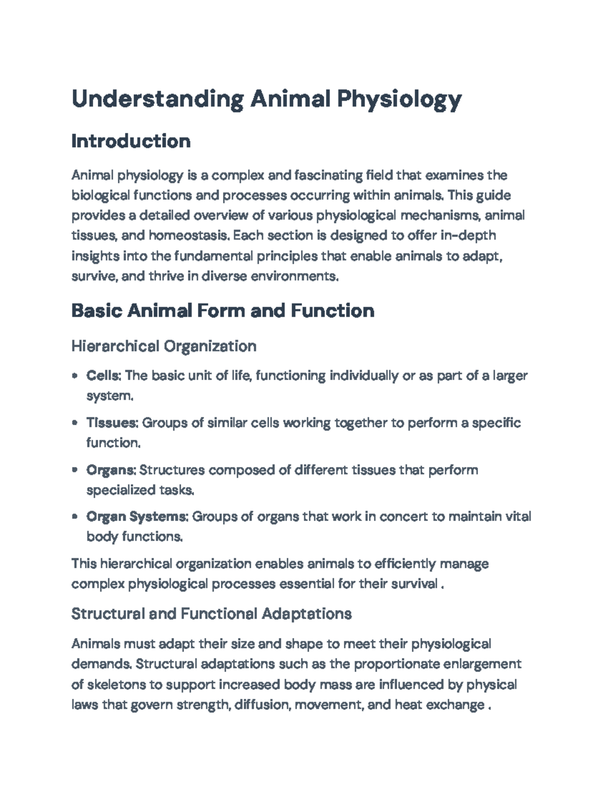 Animal Physiology Overview: Homeostasis and Adaptations Insights ...
