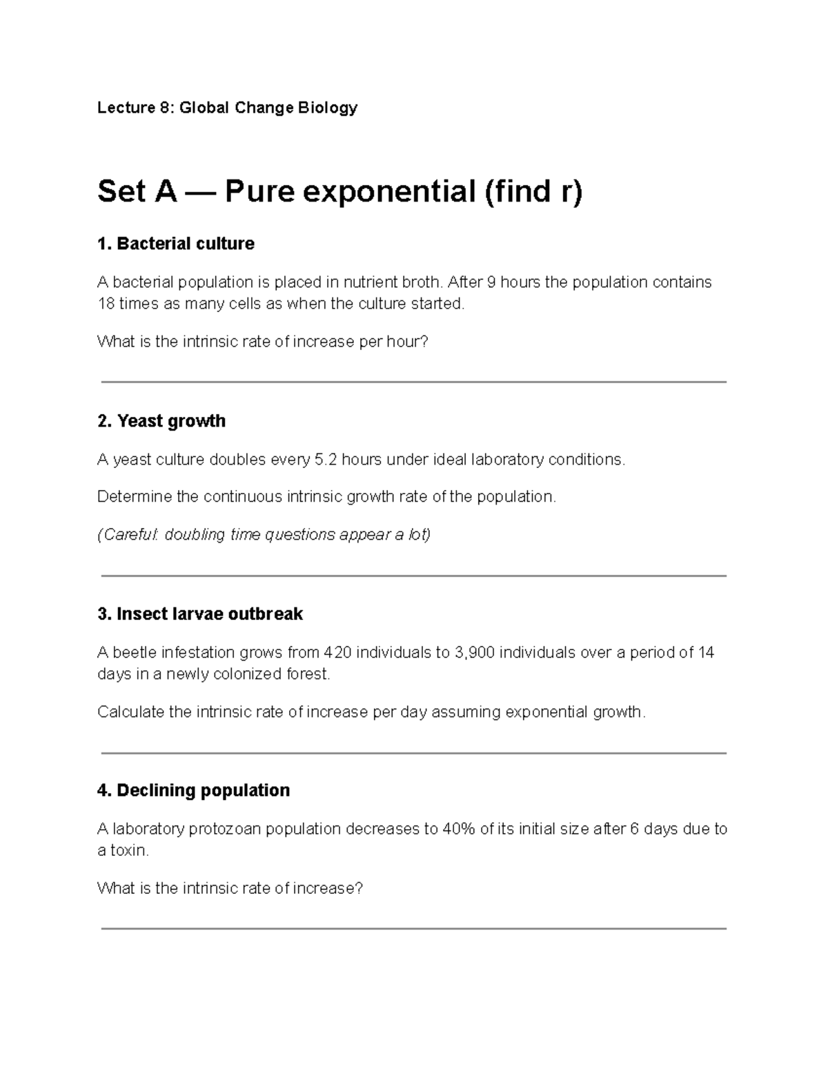 Lecture 8: Global Change Biology - Exponential & Logistic Growth ...