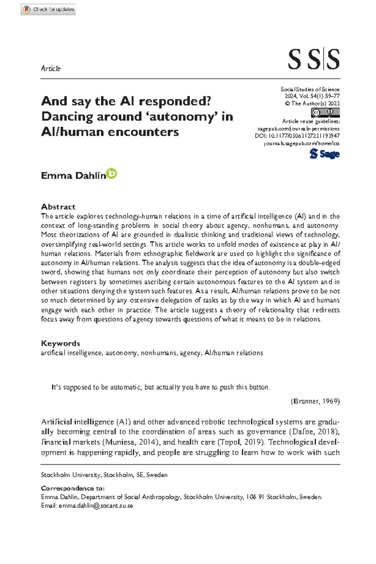 1193947 Final Exam: Autonomy in AI/Human Relations in Medical Practice ...