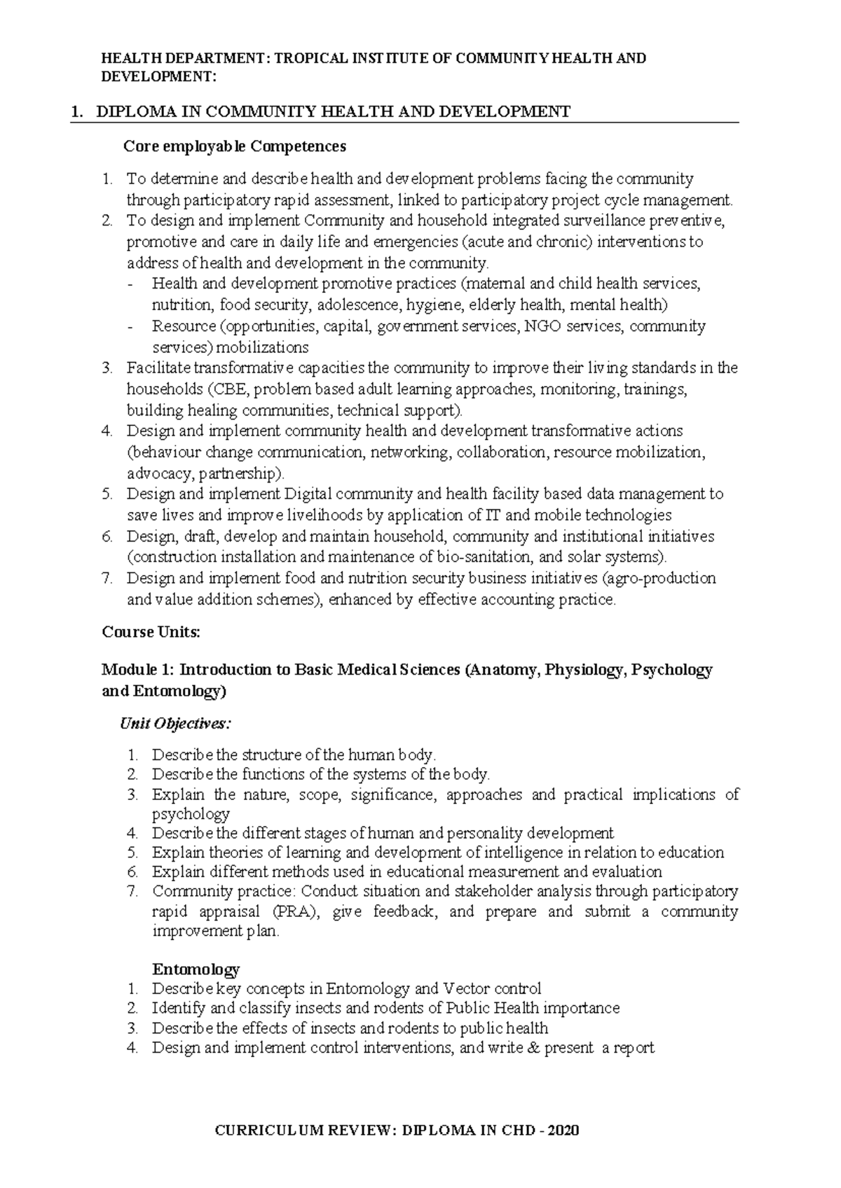 Diploma in Community Health and Development: Course Overview ...