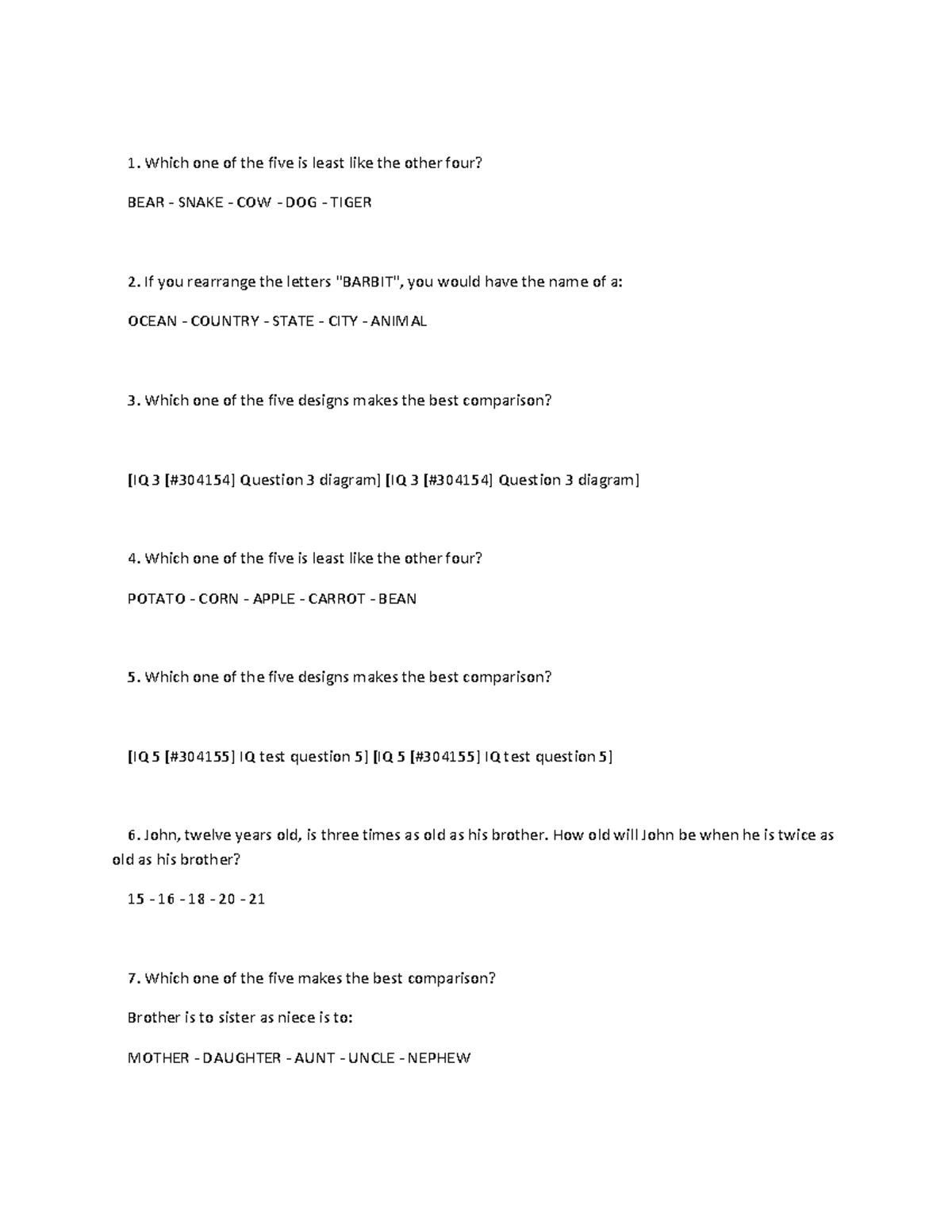 IQ Test Questions and Answers - Practice for Cognitive Assessment - Studocu