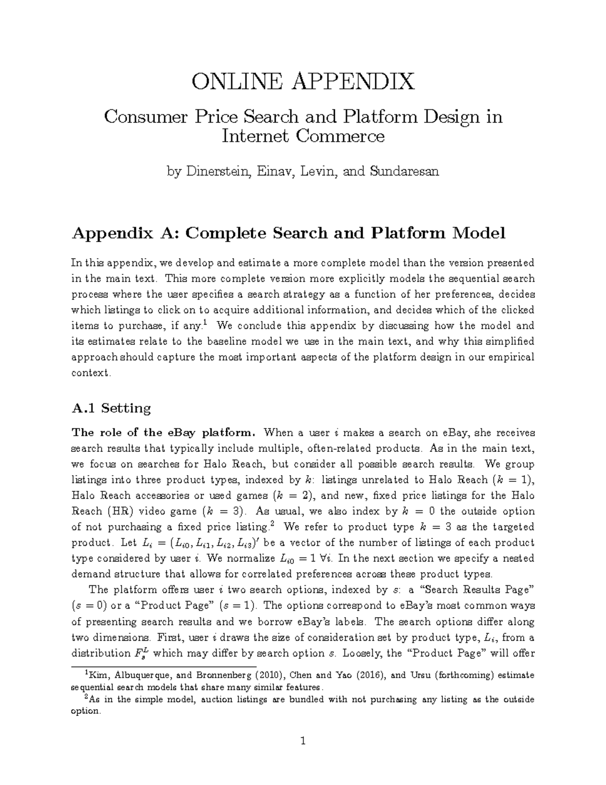ONLINE APPENDIX: Complete Search & Platform Model for eBay (Consumer ...