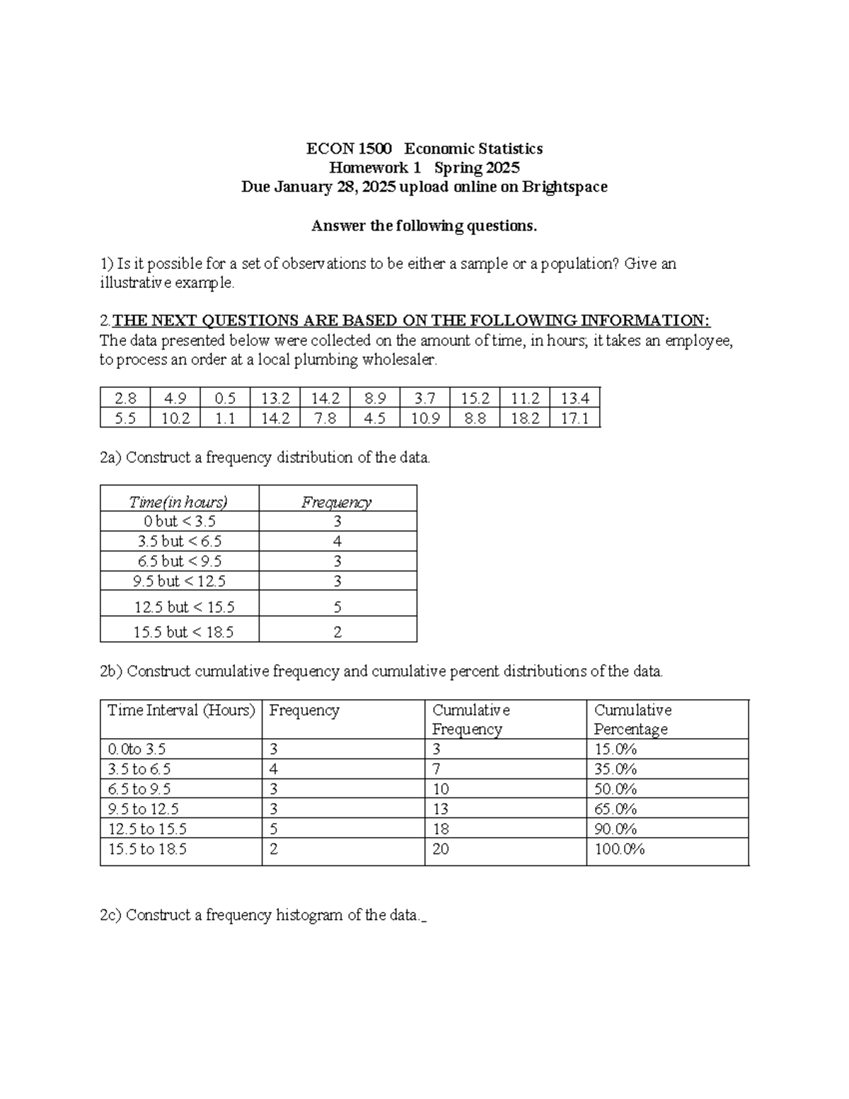 2025 Spring Homework 1 questions complete - ECON 1500 Economic ...