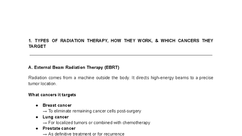 RAD Therapy: Types, Mechanisms, and Cancer Targets - Studocu