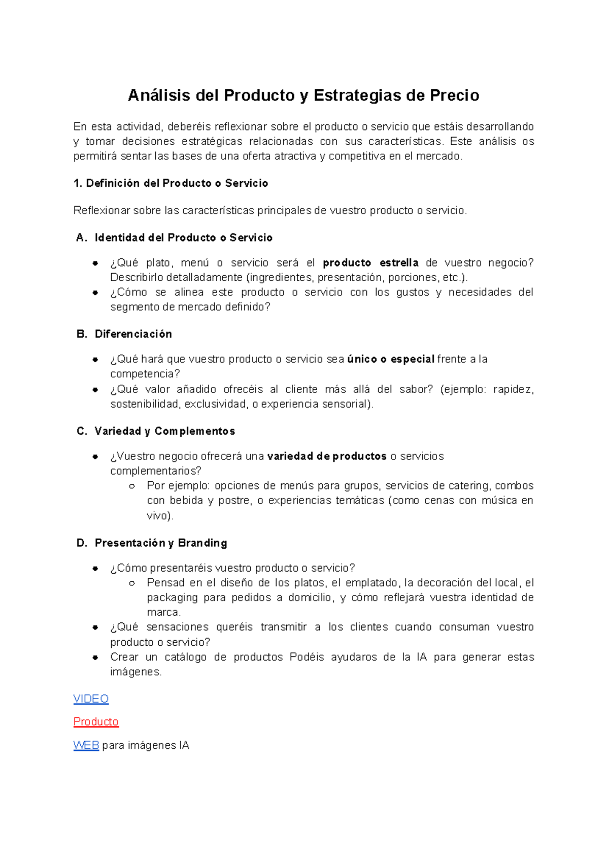 Tarea 2: Análisis del Producto y Estrategias de Precio - Studocu