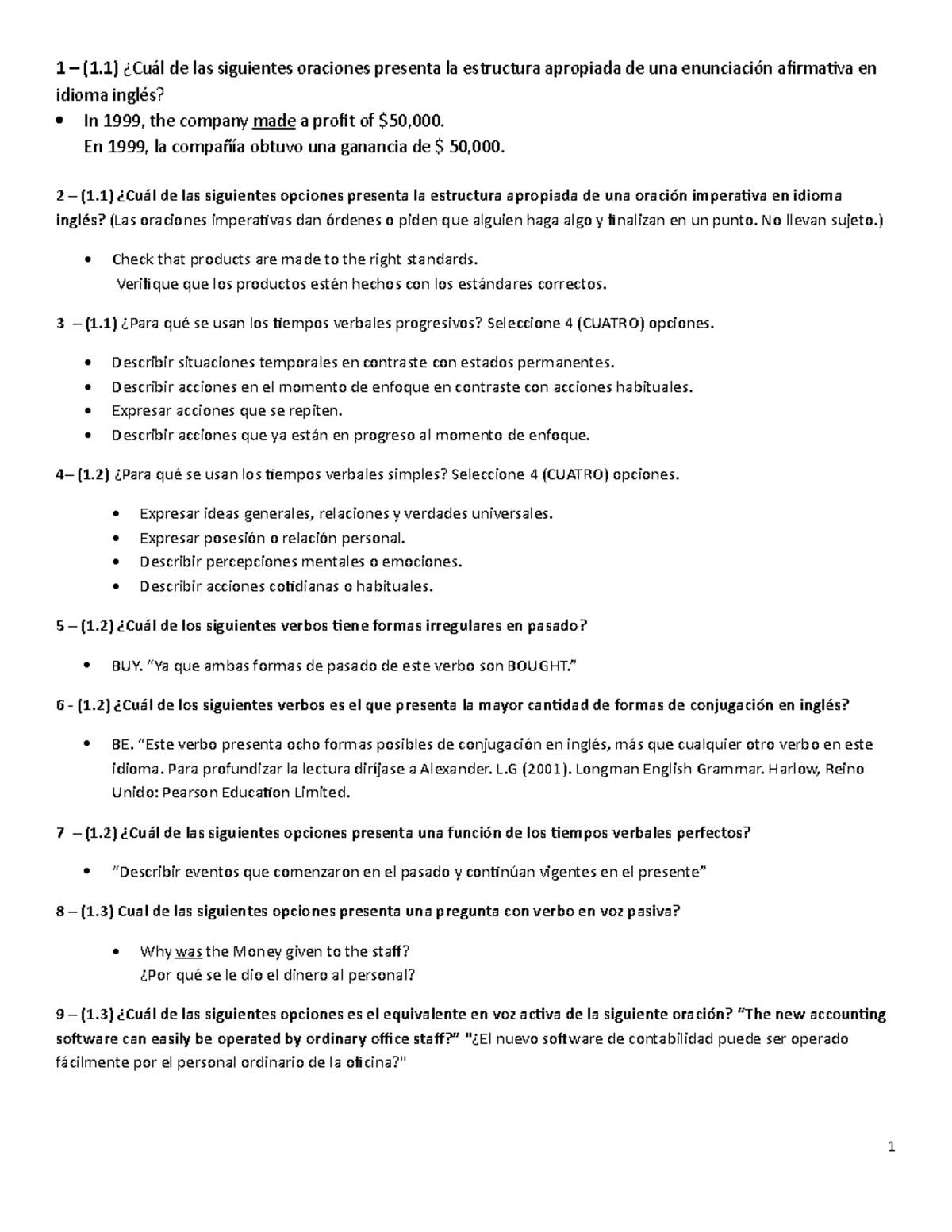 Examen 20 Agosto 2019: Preguntas y Respuestas sobre Estructuras en Inglés - Document Preview