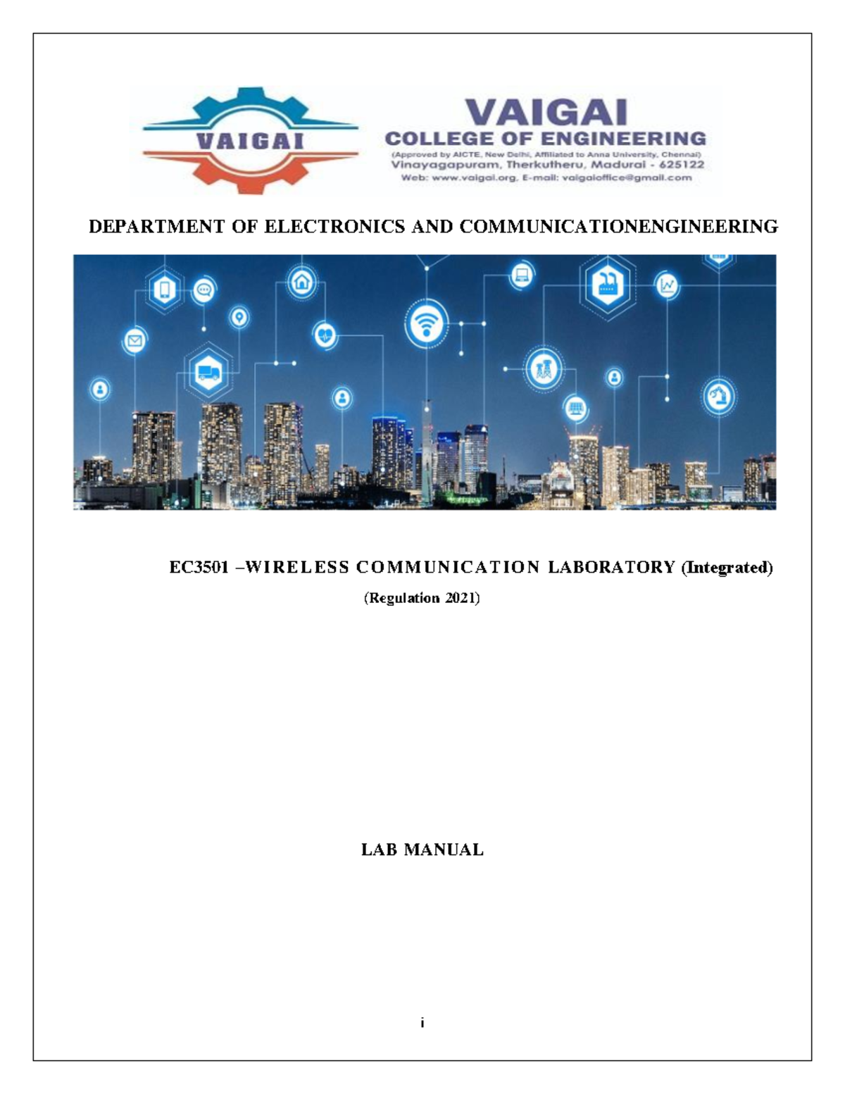 EC3501 Wireless Communication Laboratory Lab Manual (Regulation 2021 ...