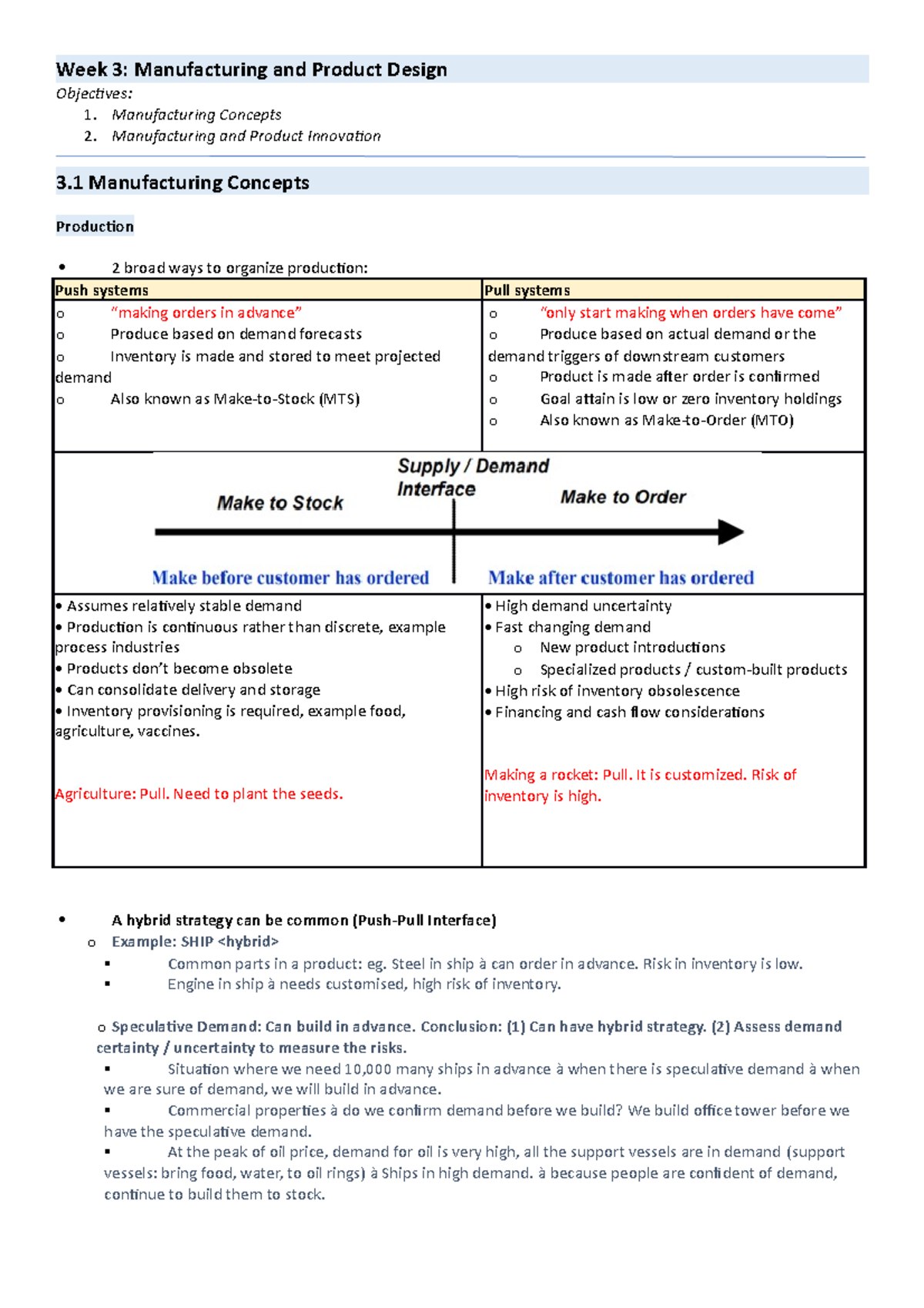 DOS4712 Compiled Notes - Chapter 3 - Week 3: Manufacturing and Product ...