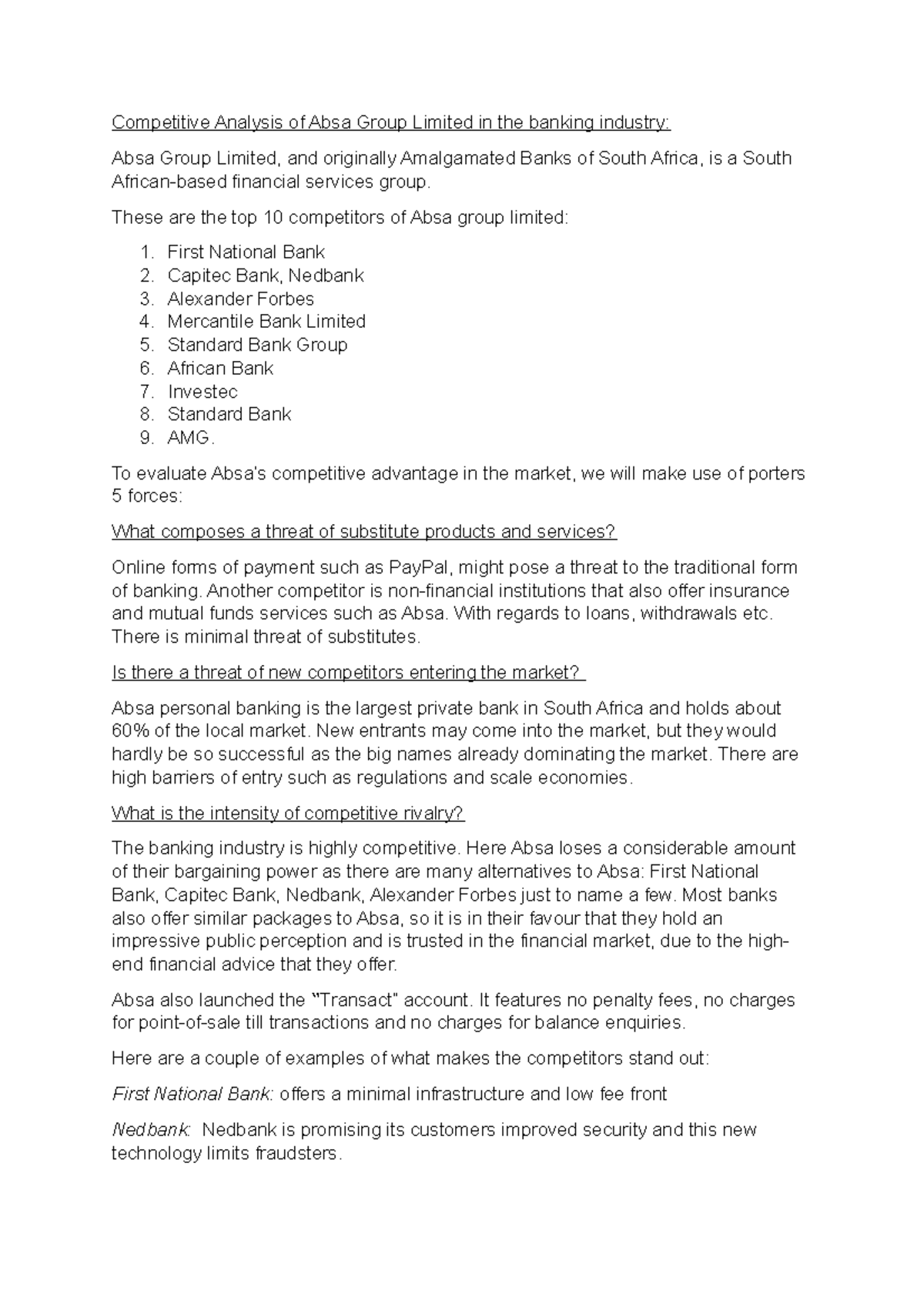 Competitive Analysis of Absa Group Limited: Market Insights & Rivalry ...