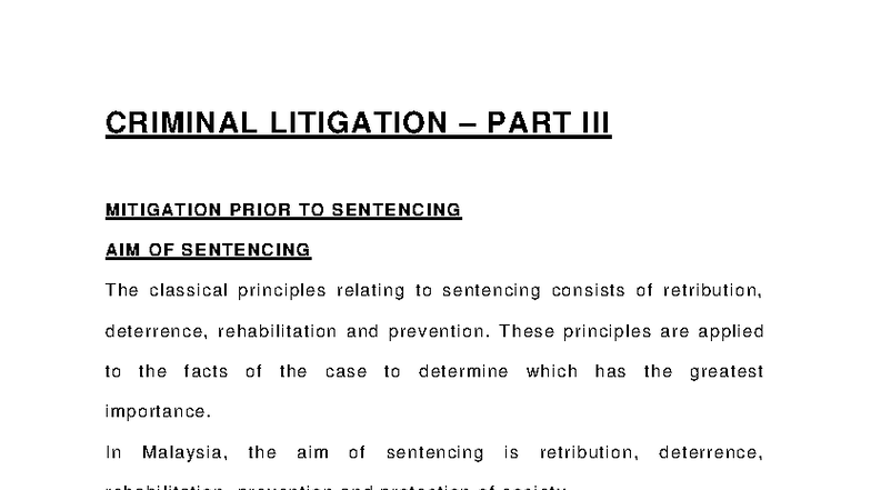 CRIMINAL LITIGATION PART: Notes on Mitigation Before Sentencing - Studocu