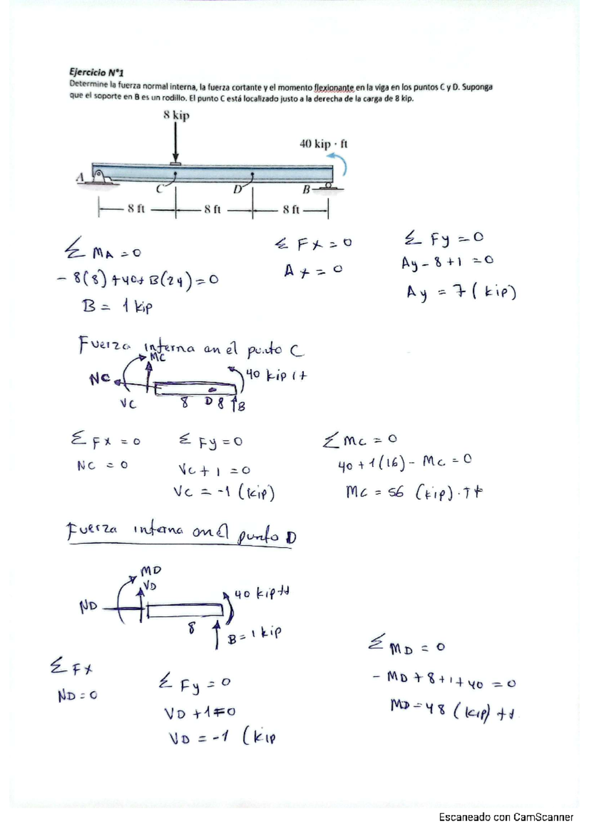 Práctica 6: Fuerzas Internas y Momentos en Vigas - Taller Semanal Estática - Document Preview