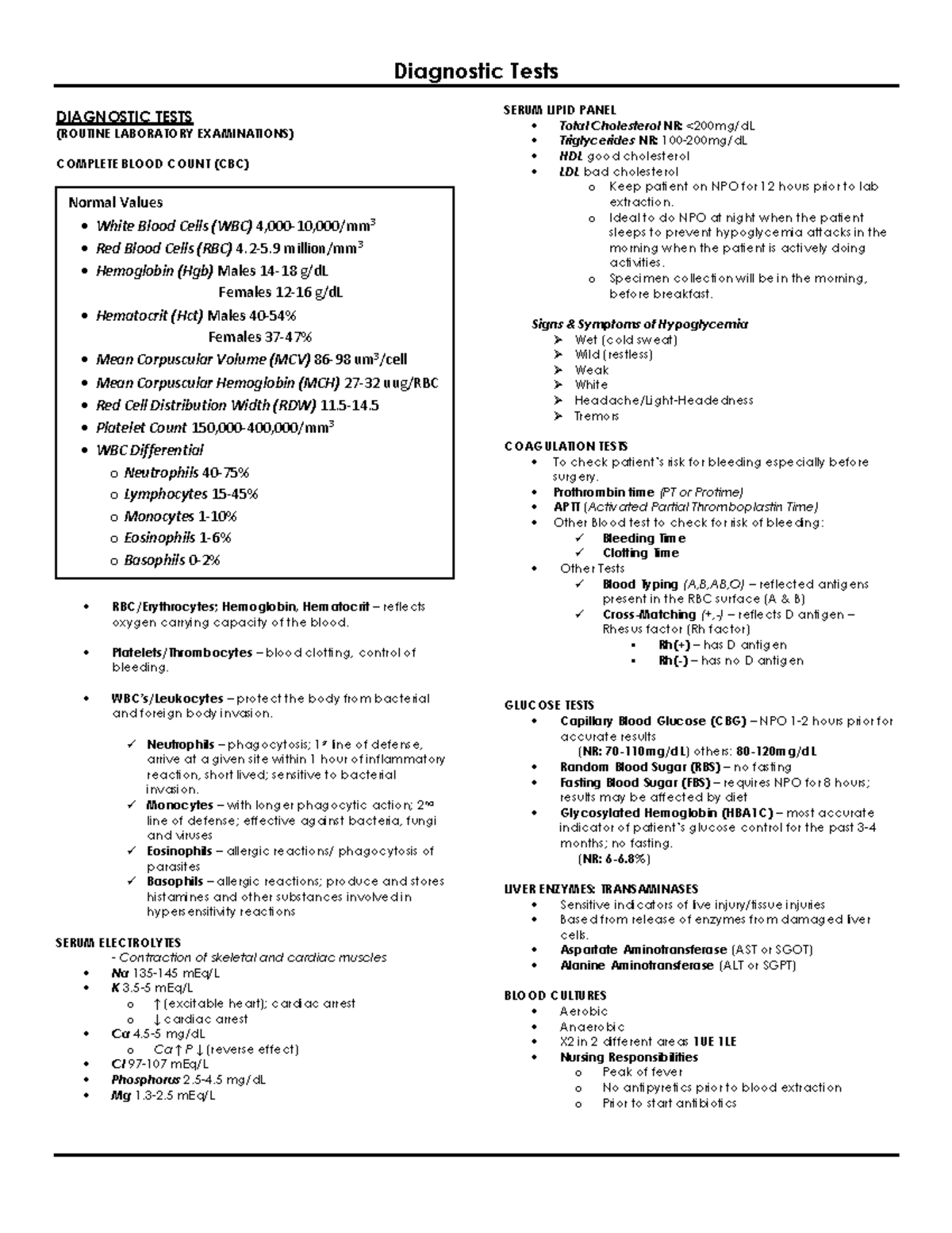 Comprehensive Guide to Diagnostic Tests and Laboratory Examinations ...