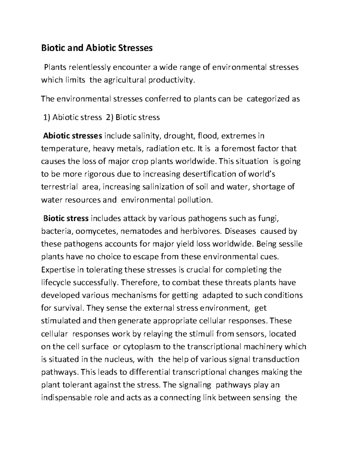 Biotic and Abiotic Stresses in Plants: Adaptation Mechanisms Explained ...