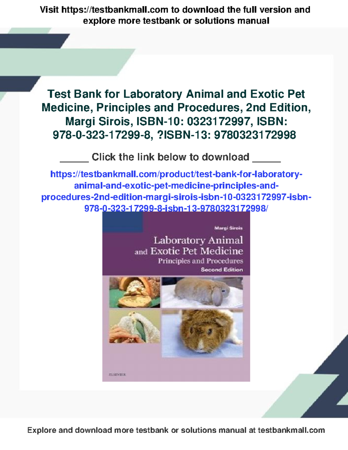 51790 - Test bank for laboratory animal and exotic pet medicine ...