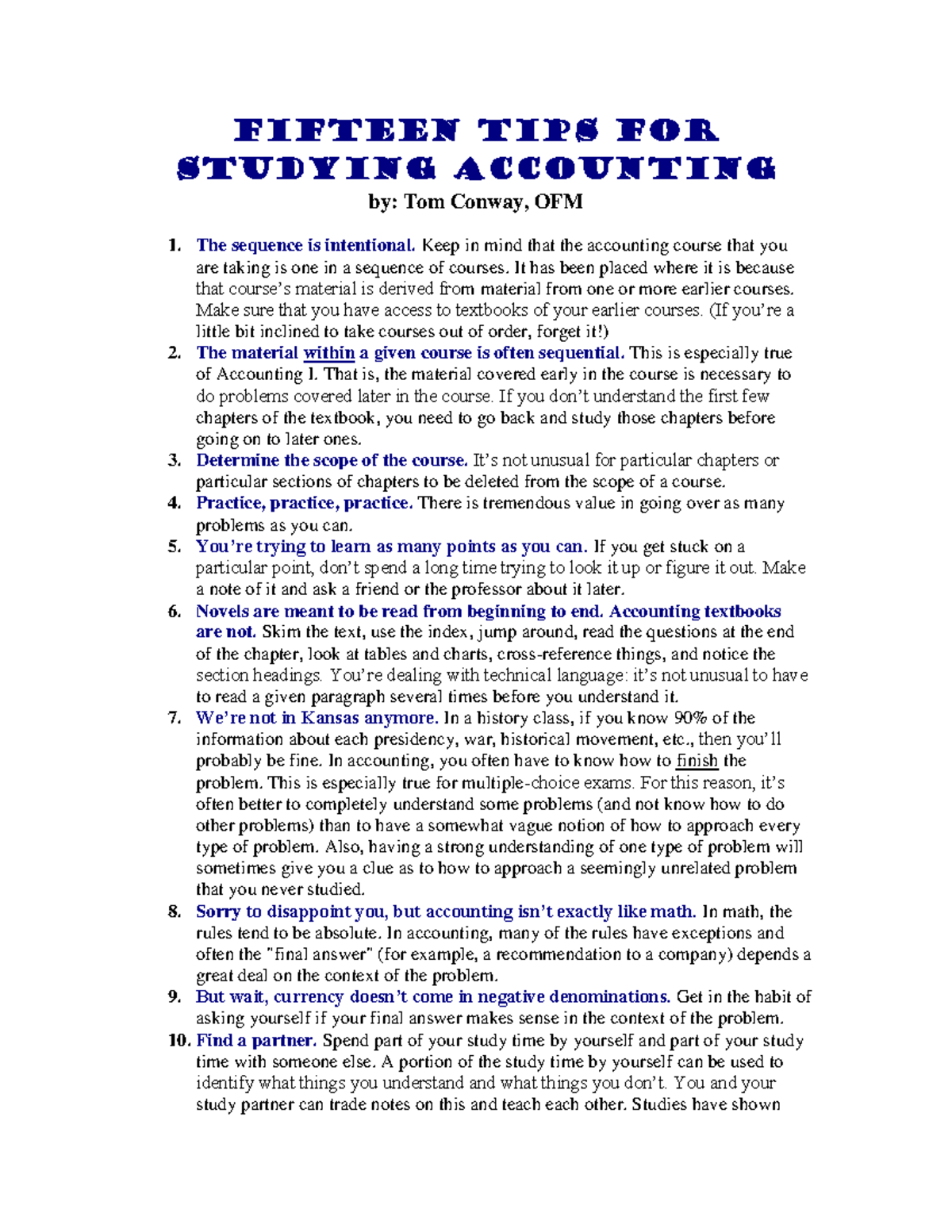 Effective Study Tips for Accounting: Course Strategies & Insights - Studocu