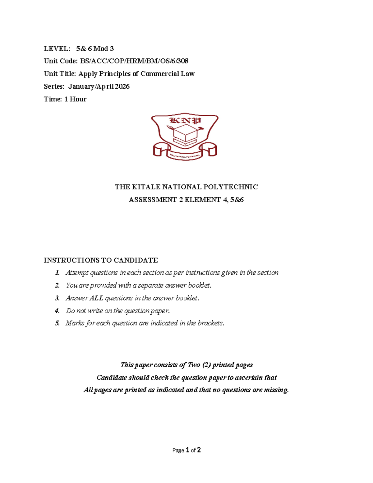LAW 6 Mod 3 Assessment 2: Apply Principles of Commercial Law - Studocu