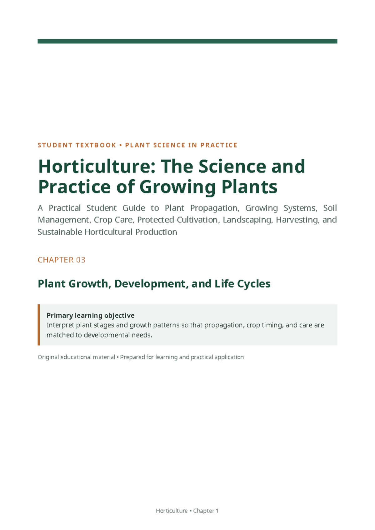 Horticulture 03: Plant Growth, Development, and Life Cycles Insights ...