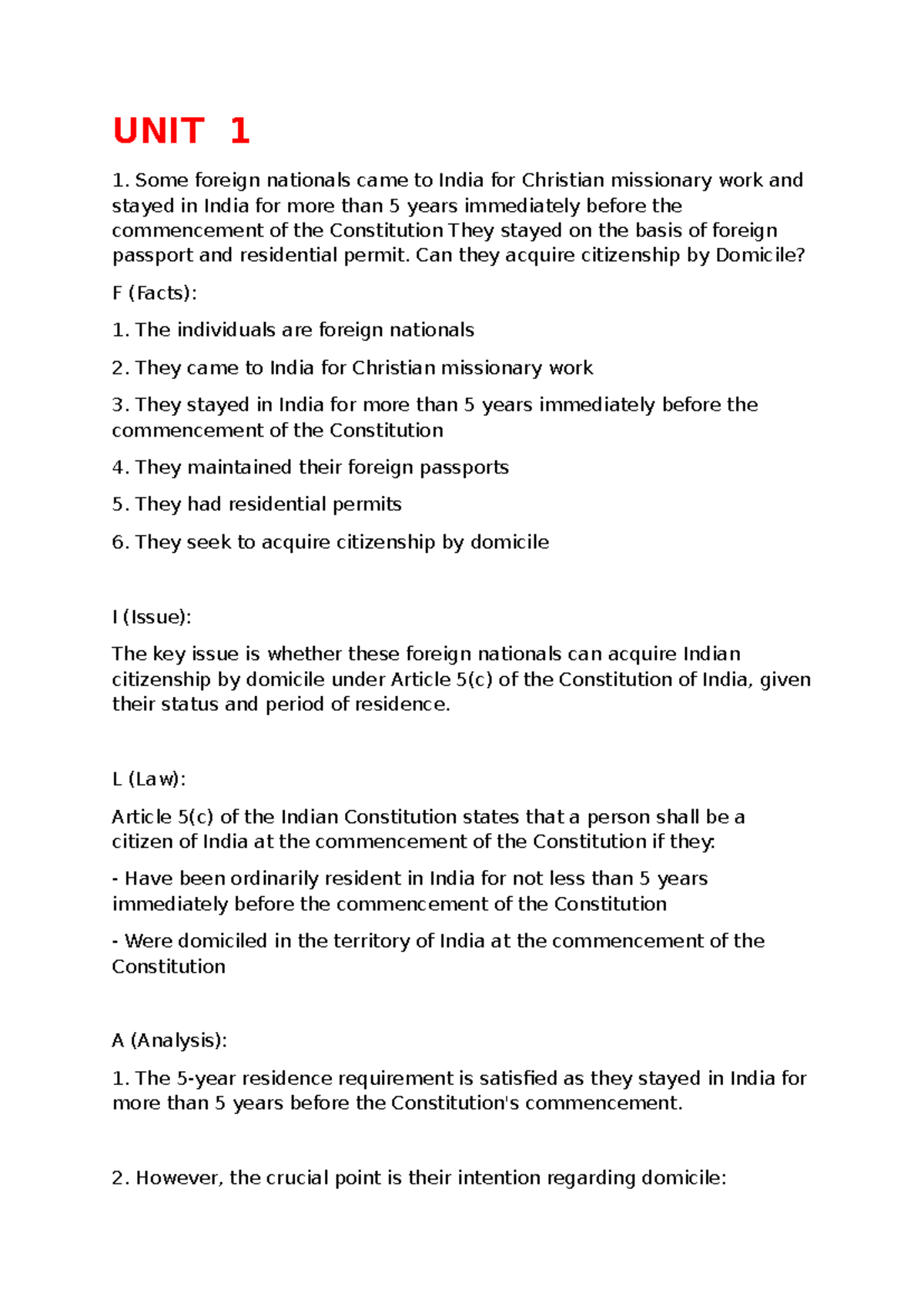 Case Study Notes on Citizenship and Fundamental Rights - LAW 101 - Studocu
