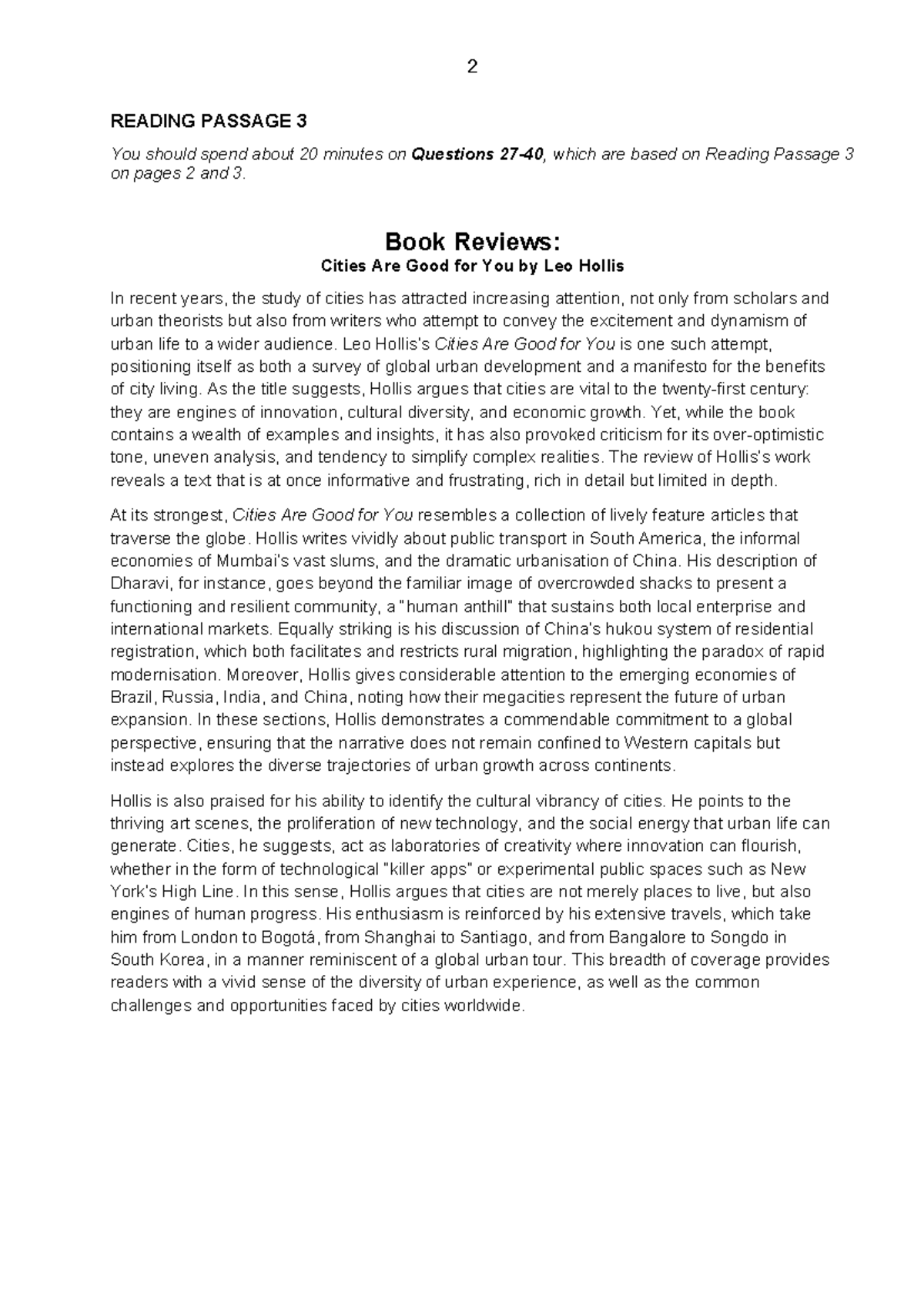 ENG 101: Book Review - Cities Are Good for You by Leo Hollis - Studocu