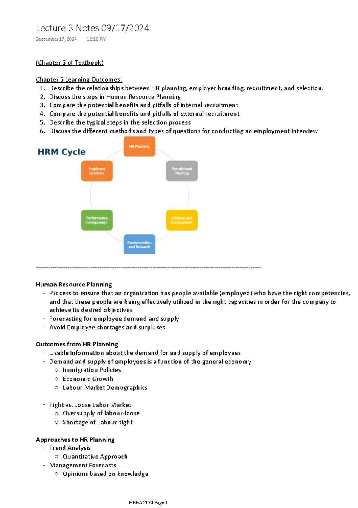 Lecture 3 Notes 09172024 - (Chapter 5 of Textbook) Chapter 5 Learning ...