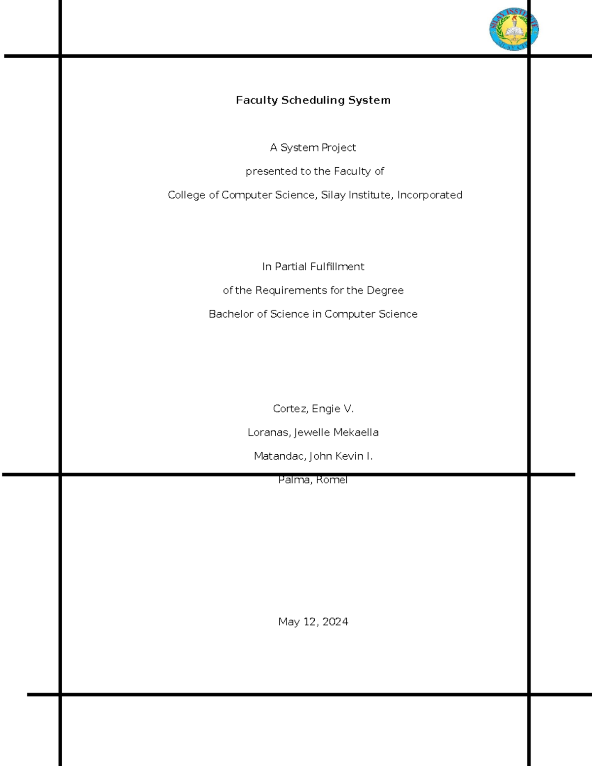 Faculty Scheduling System Project for CS Degree Requirements - Studocu
