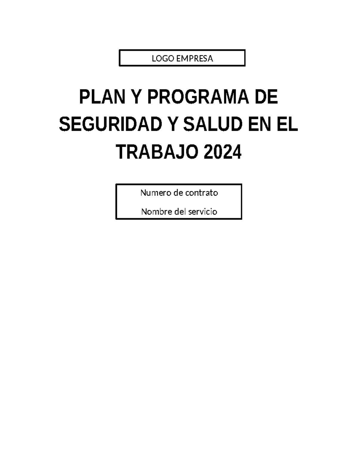 PLAN DE SEGURIDAD Y SALUD EN EL TRABAJO 2024 - NOMBRE EMPRESA ...