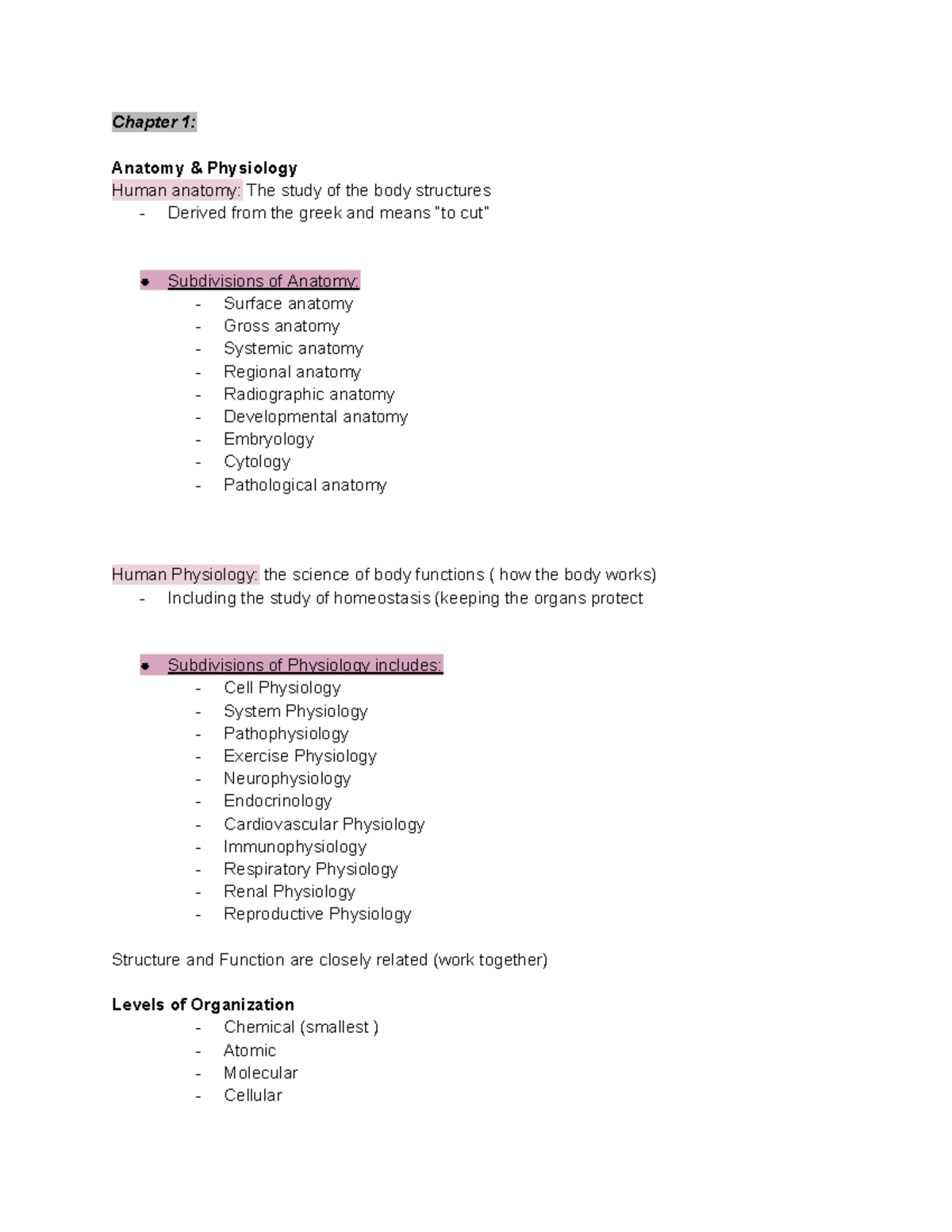 Anatomy and Physiology Study Guide (AP 101): Key Concepts Overview ...